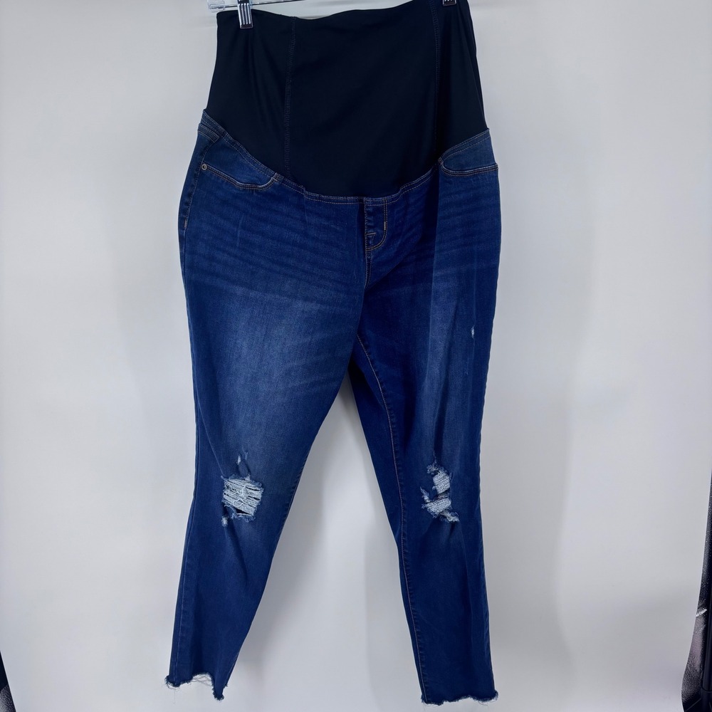 Isabel Maternity Ingrid Isabel jeans Distressed Raw‎ Hem Sz 12, 27" inseam